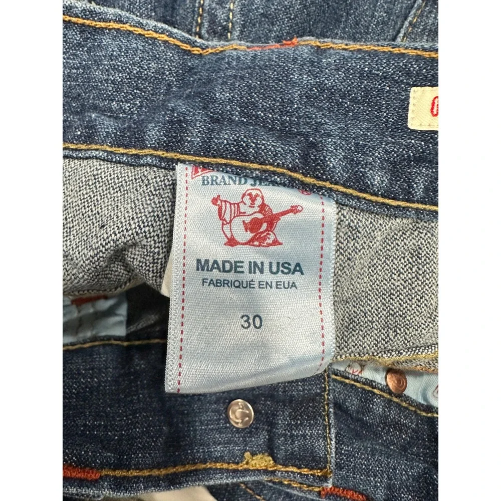 True Religion Ricky Mens Jeans Blue Wash Denim Button Fly Made in USA Size‎ 30